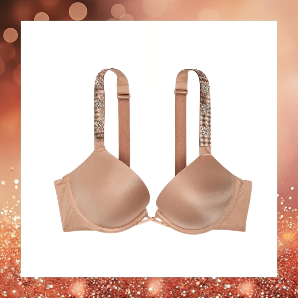 Victoria’s Secret Shine Strap Bombshell Add 2 Cup Bra - Praline 32D - NWT